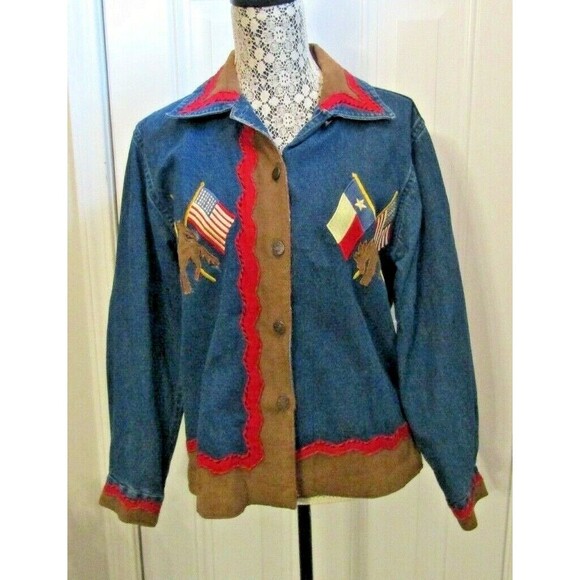 Don’t Mess With Texas Denim Jacket Embroidered Western Cowboy Womens Size S - Picture 1 of 7